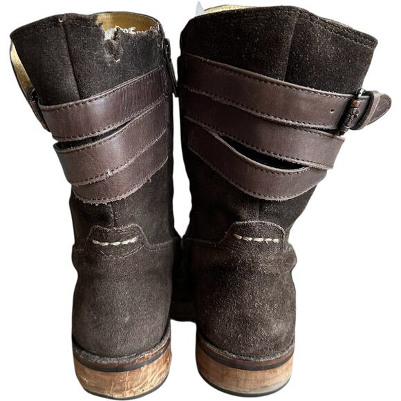 Bussola Sevilla Zip Up Suede Leather Boots SZ 38 Chocolate Distressed Boho READ - Picture 4 of 11